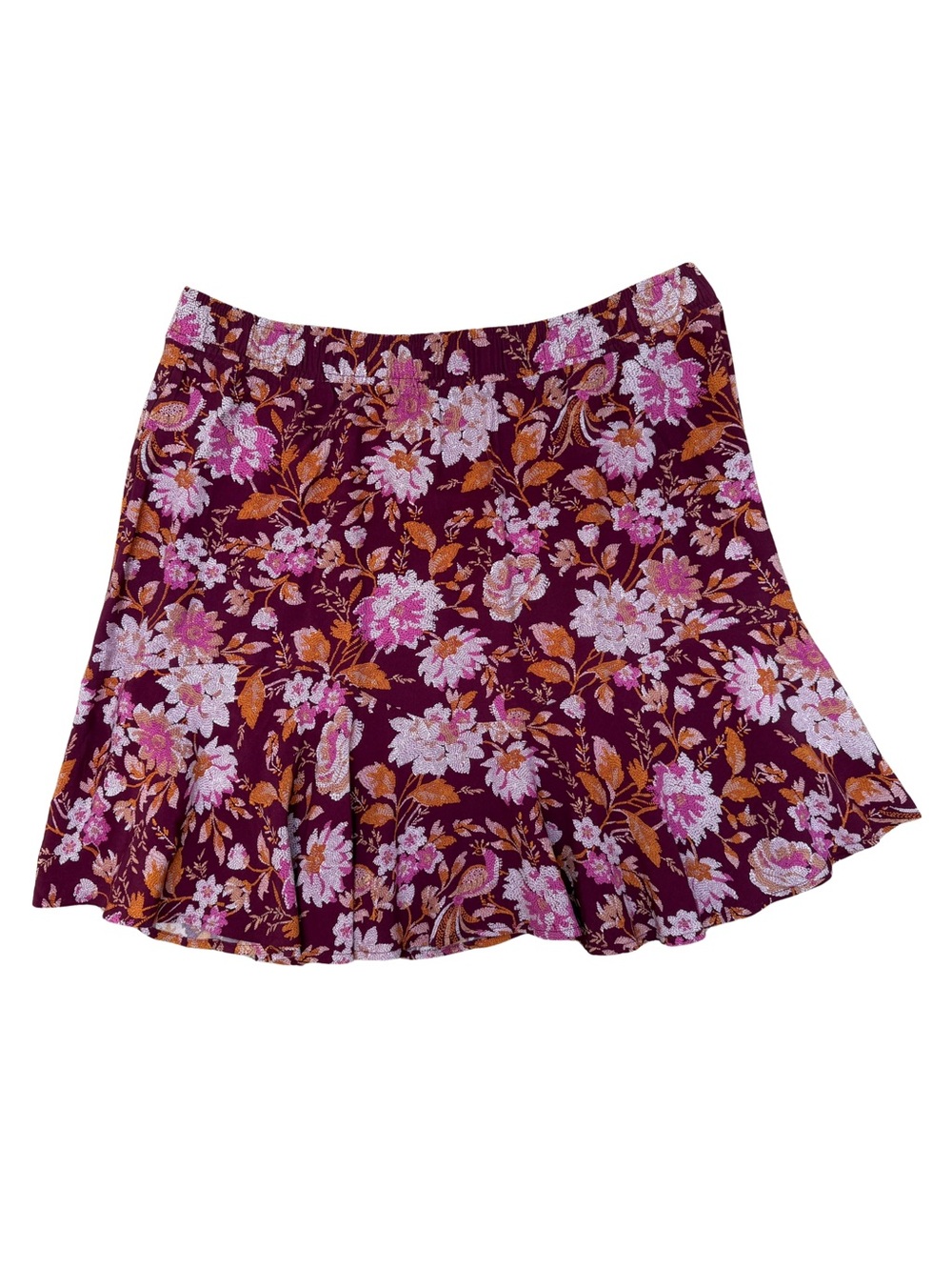 LOFT Floral Ruffle Hem Skirt